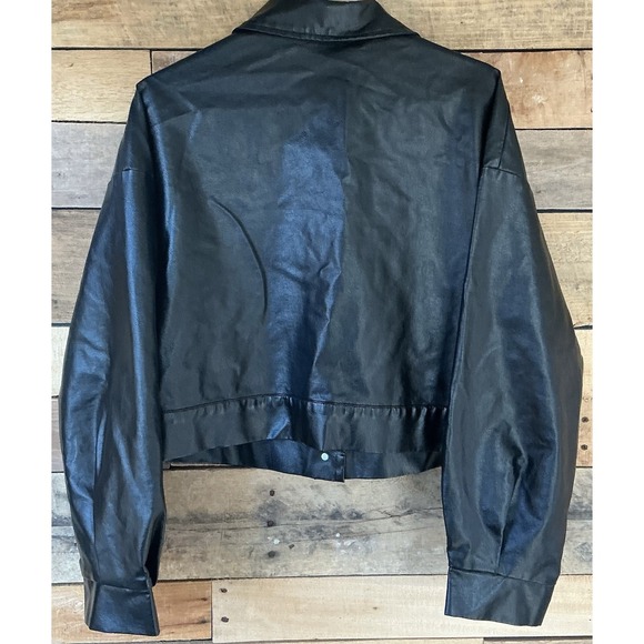 SHEIN L Moto Jacket Faux Leather Urban Streetwear Biker Goth Steampunk - Picture 3 of 10